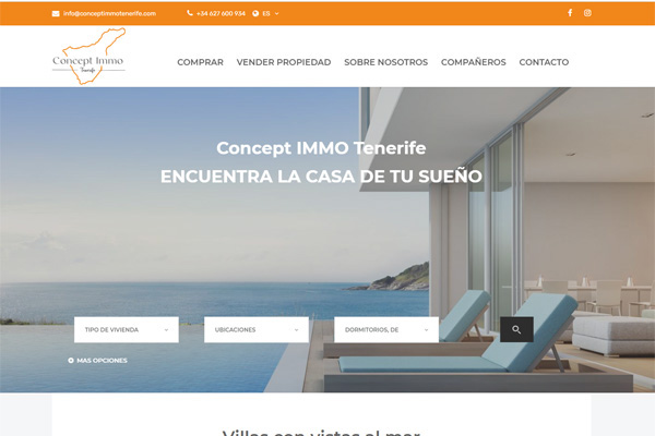 Создание сайта по продажи недвижимости на Тенерифе - Concept IMMO Tenerife