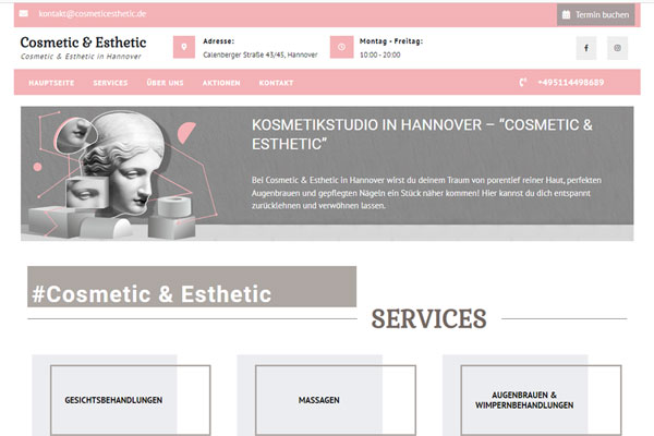 Создание сайта Cosmetic & Esthetic in Hannover