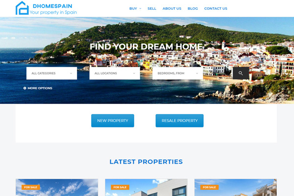 Создание сайта по продаже недвижимости в Испании DhomeSpain.com