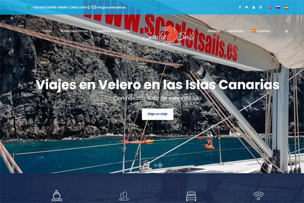 Создание сайта по яхт турам на Канарских островах ScarletSails